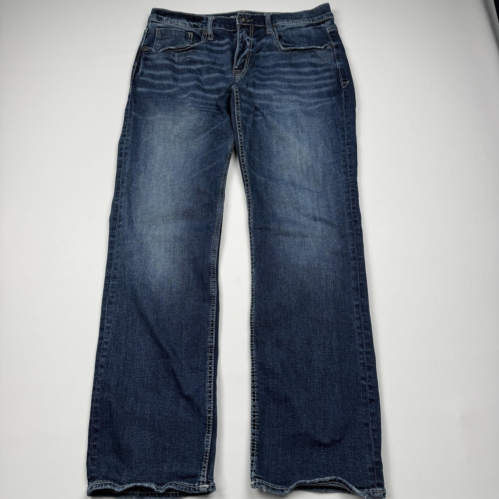 BKE Jake Jeans Mens 33x32 Blue Medium Wash Relaxed Straight Stretch Denim